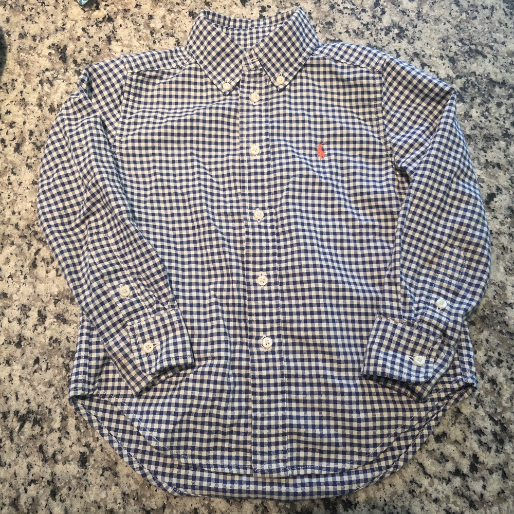 Ralph Lauren Blue and White Casual Button Down Shirt